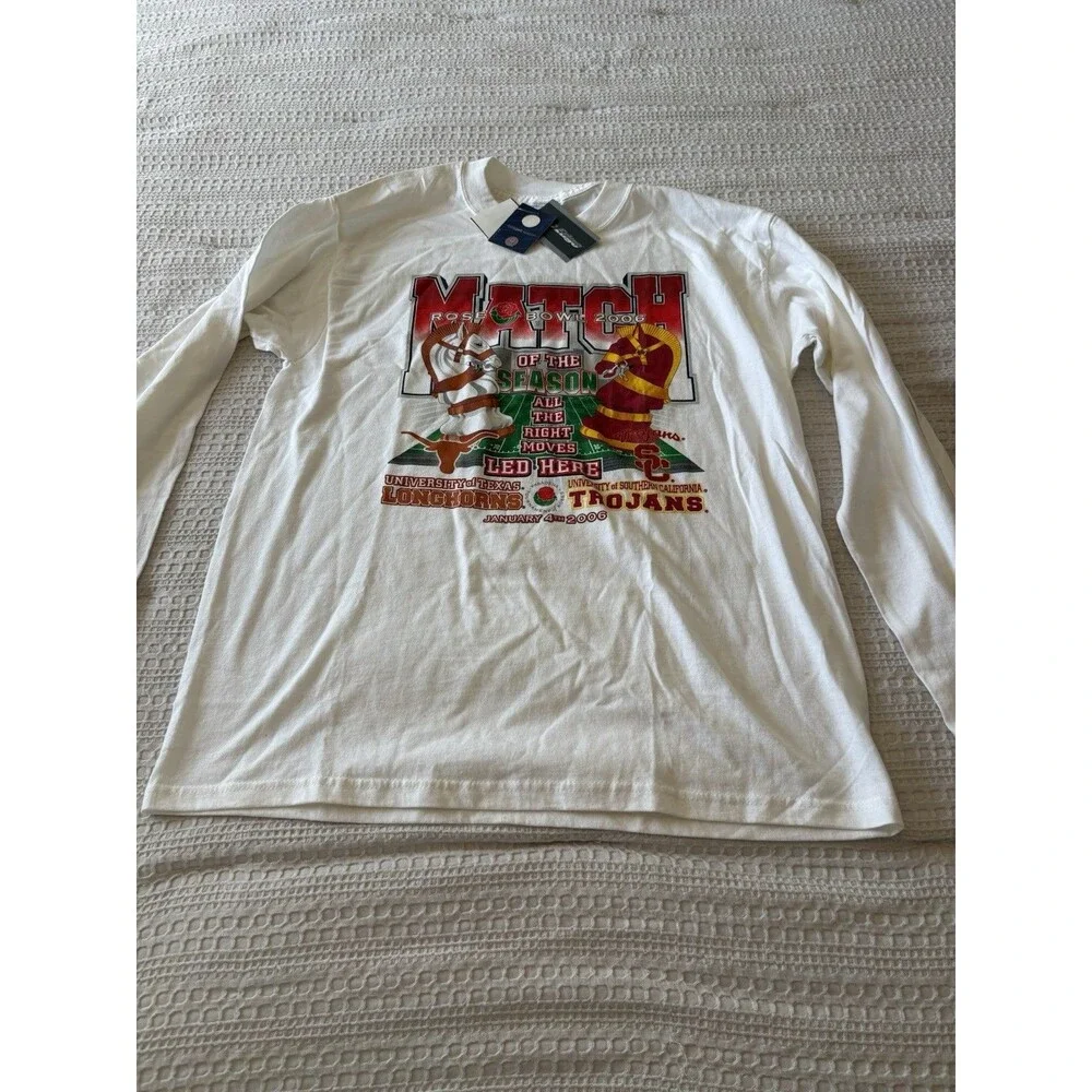 Vtg Texas Longhorns vs USC Trojans-Match of the Season Rose Bowl 2006 Long Sleev